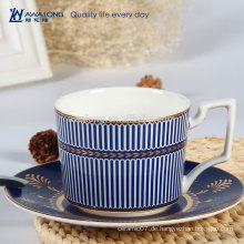 Blue Stripe Royal Design Hochwertige Porzellan Bone China Tee Kaffeetasse und Untertasse Set